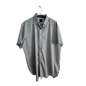 Michael Strahan Performance Dotted 4-Way Stretch Short Sleeve Button Up Shirt XL